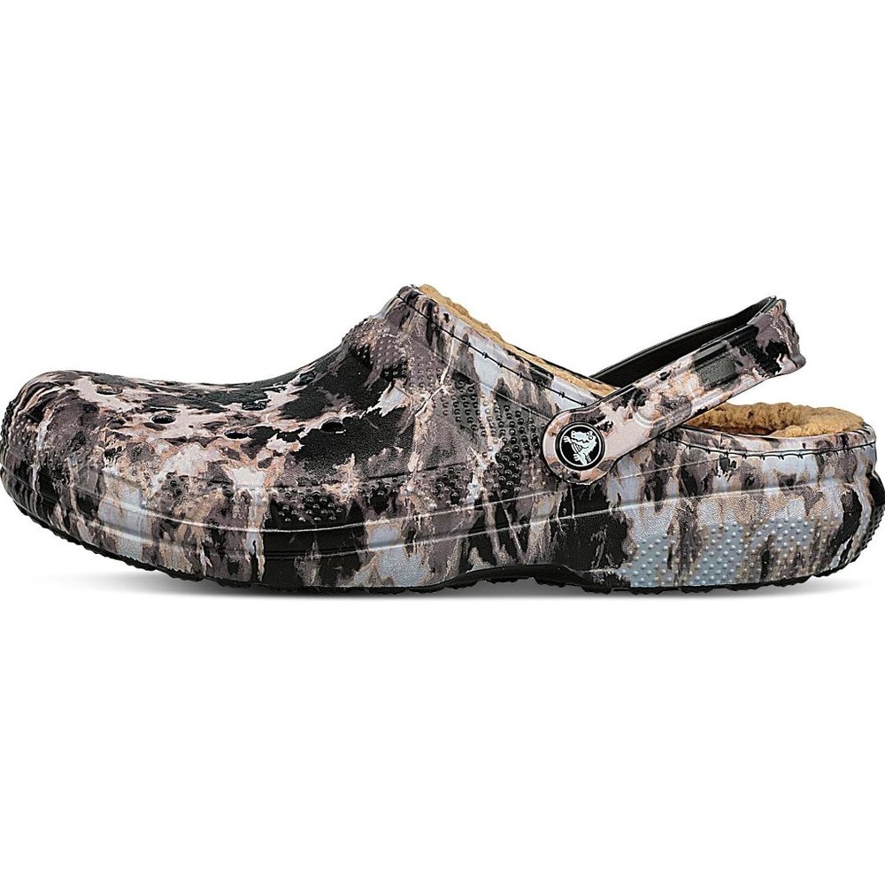 Crocs Clog Womens Size 6 Classic Lined Black Bleached Tie Dye Slip On Shoe NEW - Picture 4 of 5